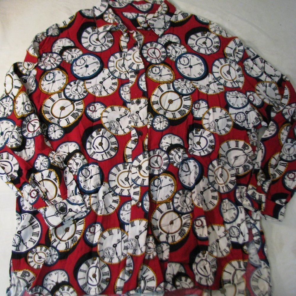 Vintage Watches Timepieces Pattern Button-Down - Picture 2 of 6